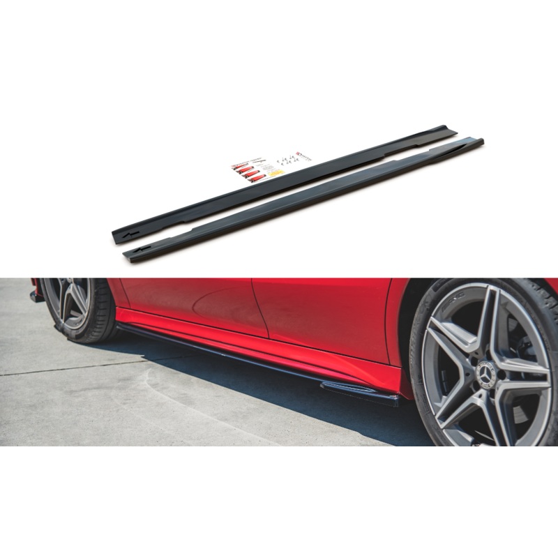 SIDE SKIRTS DIFFUSERS MERCEDES-BENZ CLA AMG-LINE C118 GLOSS BLACK