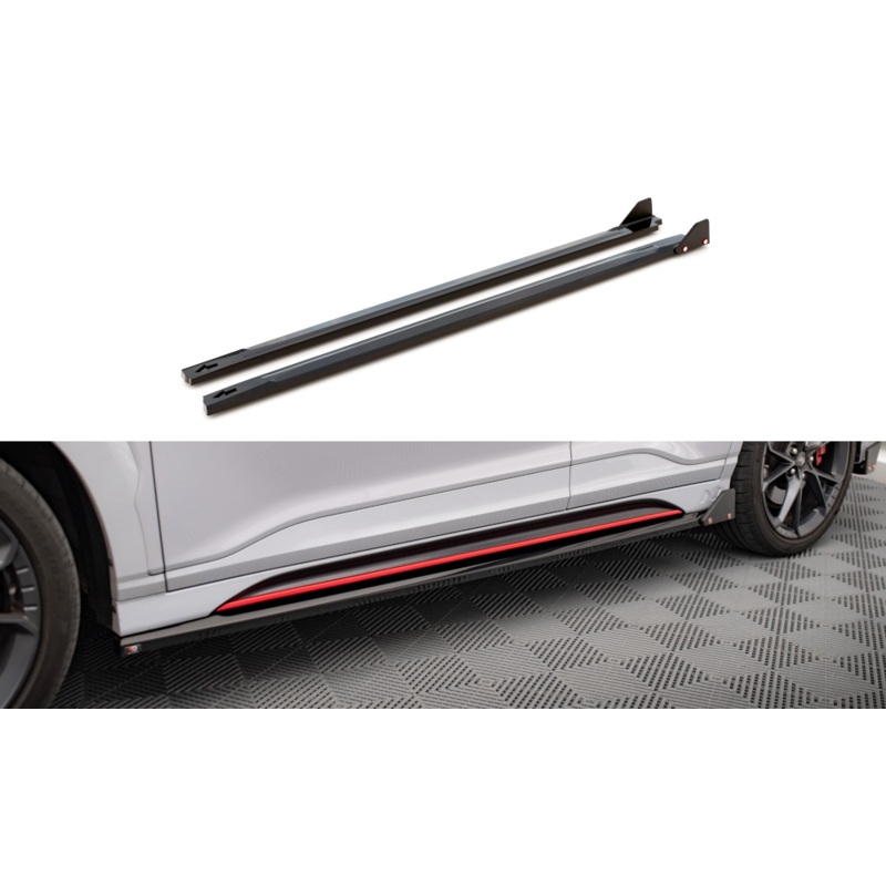 Side Skirts Diffusers V.1 + Flaps Hyundai Kona N Mk2 GLOSS BLACK