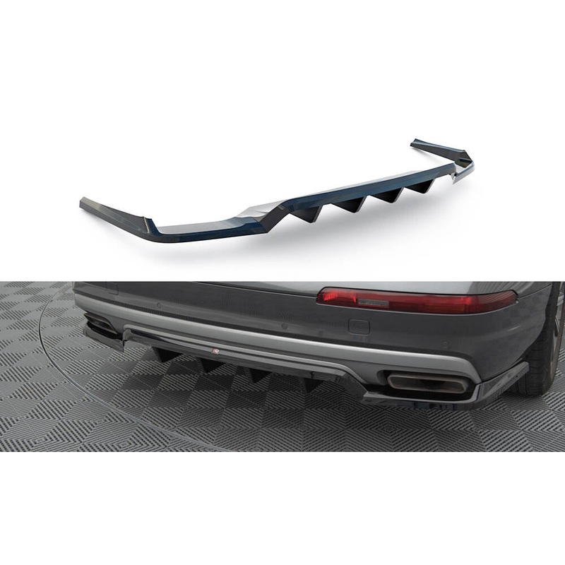 CENTRAL REAR SPLITTER (WITH VERTICAL BARS) AUDI Q7 MK2 GLOSS BLACK