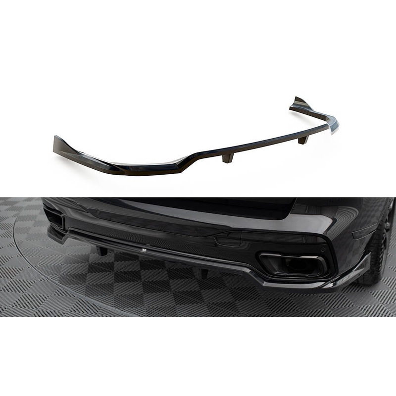 CENTRAL REAR SPLITTER (WITH VERTICAL BARS) BMW X7 M-PACK G07 FACELIFT GLOSS BLACK