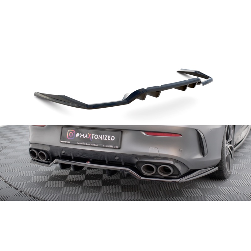 CENTRAL REAR SPLITTER (WITH VERTICAL BARS) MERCEDES-AMG C43 COUPE C205 FACELIFT GLOSS BLACK