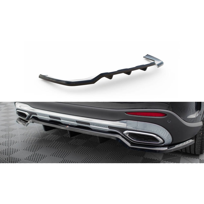 CENTRAL REAR SPLITTER (WITH VERTICAL BARS) MERCEDES-BENZ GLC AMG-LINE X254 GLOSS BLACK