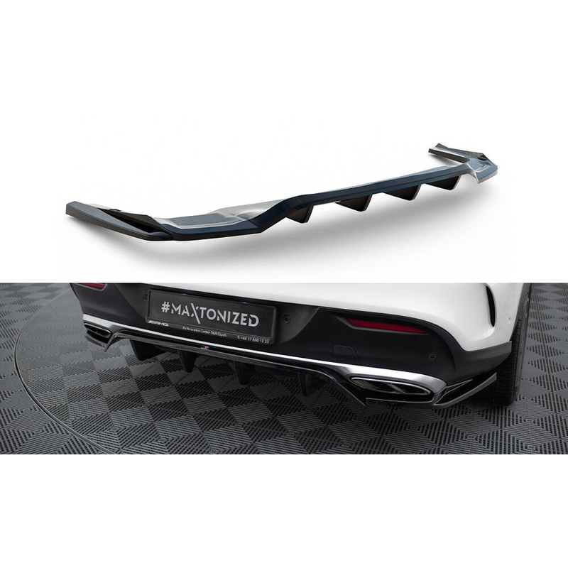 CENTRAL REAR SPLITTER (WITH VERTICAL BARS) MERCEDES-BENZ GLE COUPE AMG-LINE C292 GLOSS BLACK