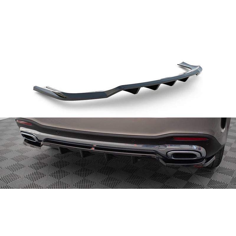 CENTRAL REAR SPLITTER (WITH VERTICAL BARS) MERCEDES-BENZ GLE SUV AMG-LINE W167 GLOSS BLACK
