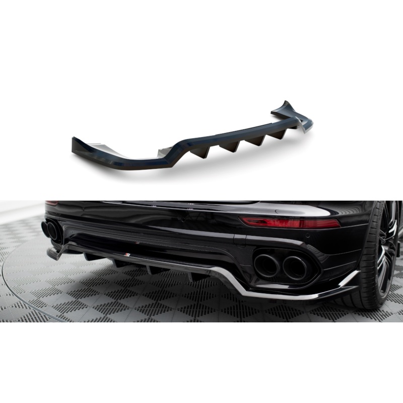 CENTRAL REAR SPLITTER (WITH VERTICAL BARS) PORSCHE CAYENNE MK2 FACELIFT GLOSS BLACK