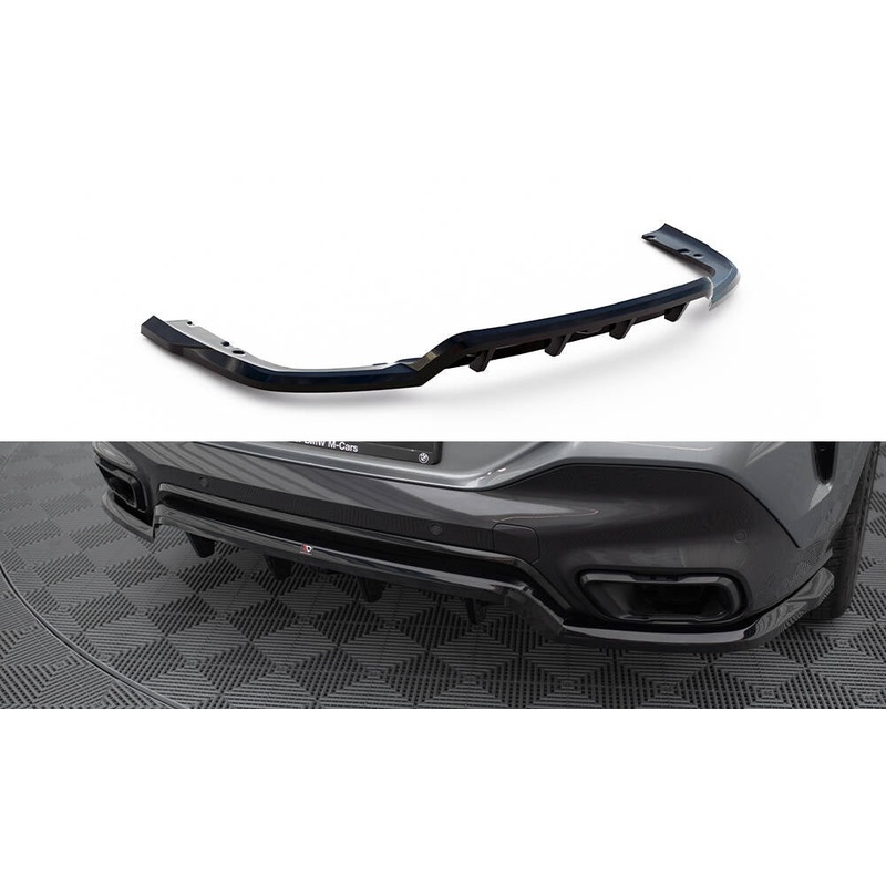 CENTRAL REAR SPLITTER (WITH VERTICAL BARS) V.1 BMW X6 M-PACK G06 FACELIFT GLOSS BLACK