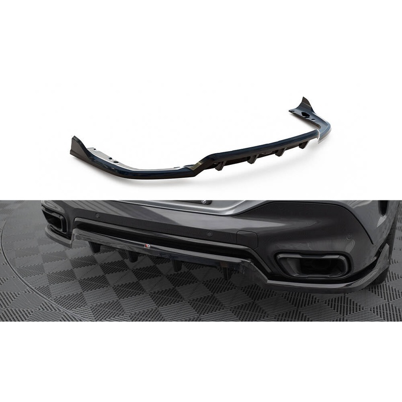 CENTRAL REAR SPLITTER (WITH VERTICAL BARS) V.2 BMW X6 M-PACK G06 FACELIFT GLOSS BLACK