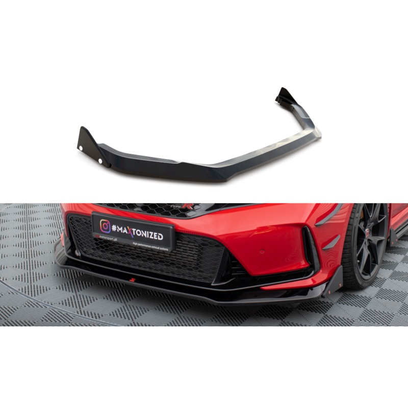 FRONT SPLITTER V.1 + FLAPS HONDA CIVIC TYPE-R MK 11 GLOSS BLACK