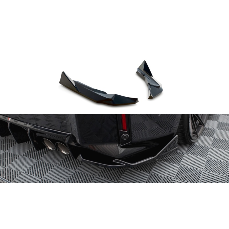 REAR SIDE SPLITTERS V.4 BMW M2 G87 (set for Maxton valance V.1) GLOSS BLACK