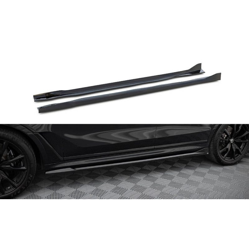 SIDE SKIRTS DIFFUSERS BMW X7 M-PACK G07 FACELIFT GLOSS BLACK