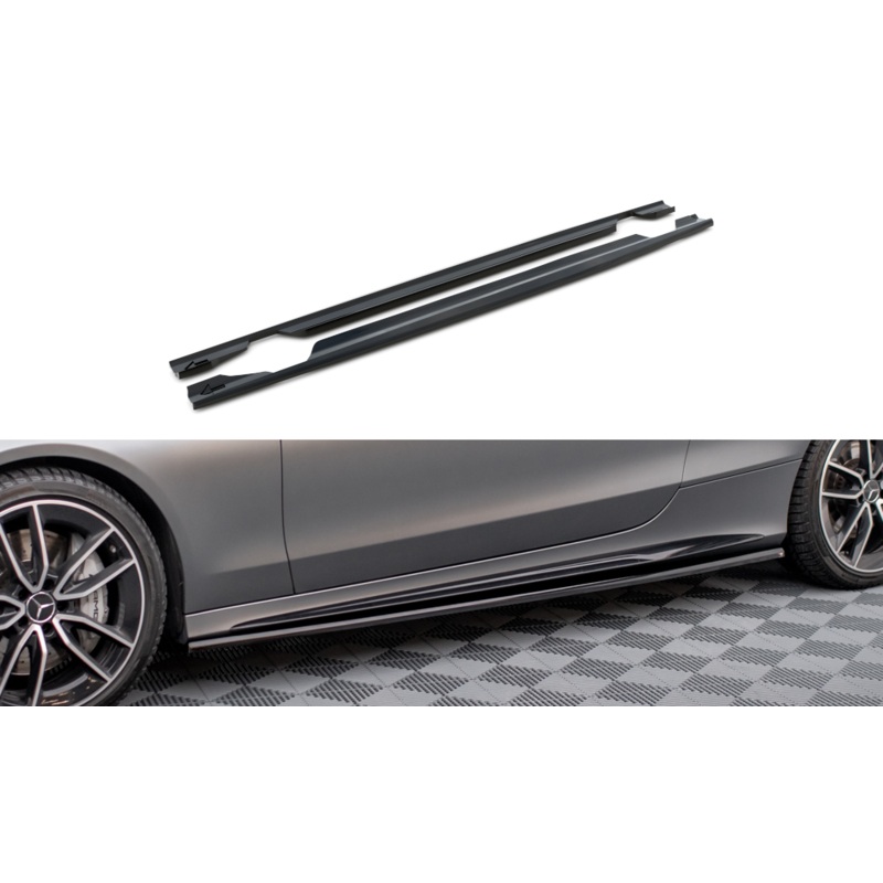 SIDE SKIRTS DIFFUSERS MERCEDES-AMG C43 COUPE C205 FACELIFT GLOSS BLACK