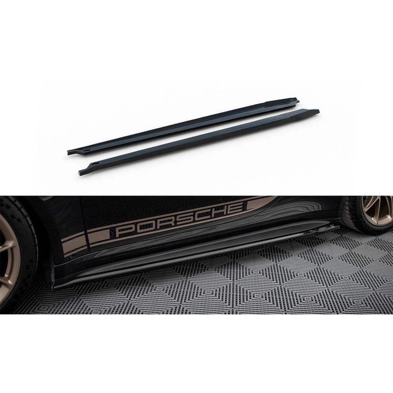 SIDE SKIRTS DIFFUSERS PORSCHE 911 992 GT3 GLOSS BLACK