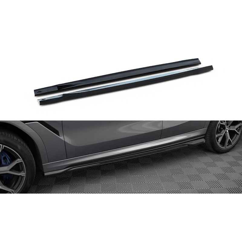 SIDE SKIRTS DIFFUSERS V.1 BMW X6 M-PACK G06 FACELIFT GLOSS BLACK