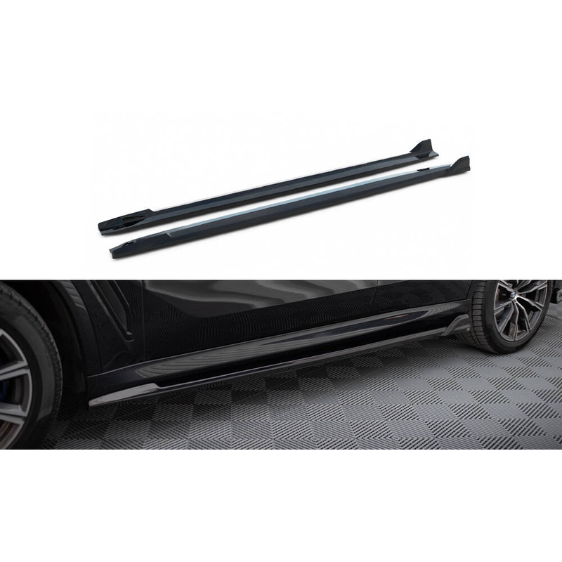 SIDE SKIRTS DIFFUSERS V.2 BMW X5 M-PACK G05 GLOSS BLACK