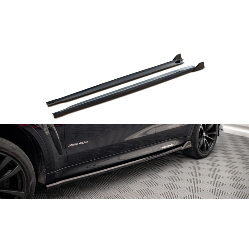 SIDE SKIRTS DIFFUSERS V.2 BMW X6 M-PACK F16 GLOSS BLACK
