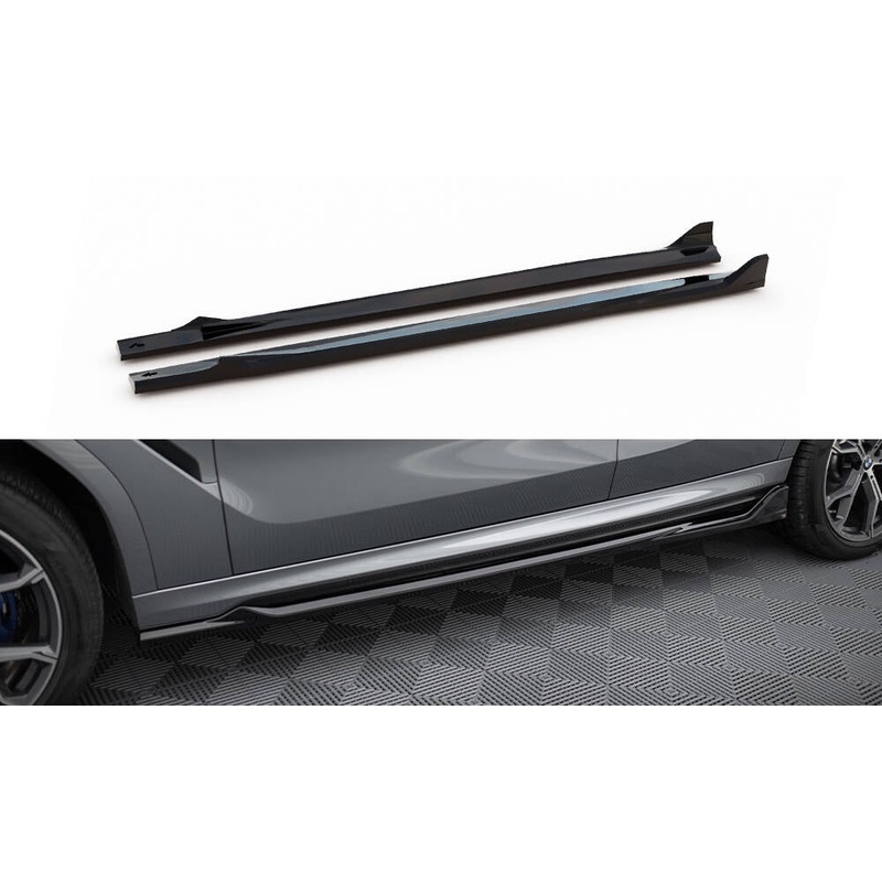 SIDE SKIRTS DIFFUSERS V.2 BMW X6 M-PACK G06 FACELIFT GLOSS BLACK