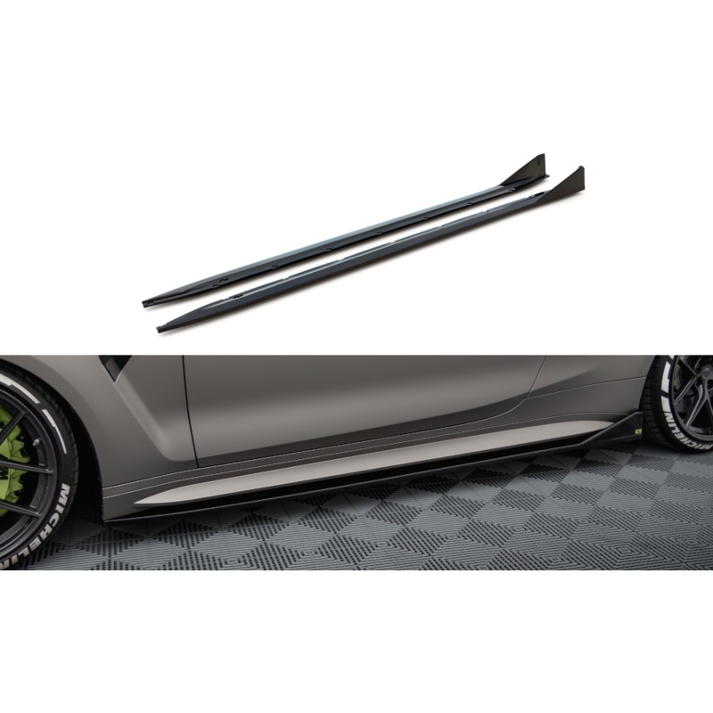 SIDE SKIRTS DIFFUSERS V.3 CSL LOOK BMW M4 G82 GLOSS BLACK