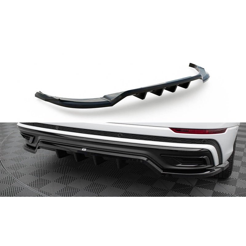 CENTRAL REAR SPLITTER (WITH VERTICAL BARS) AUDI Q8 S-LINE MK1 GLOSS BLACK