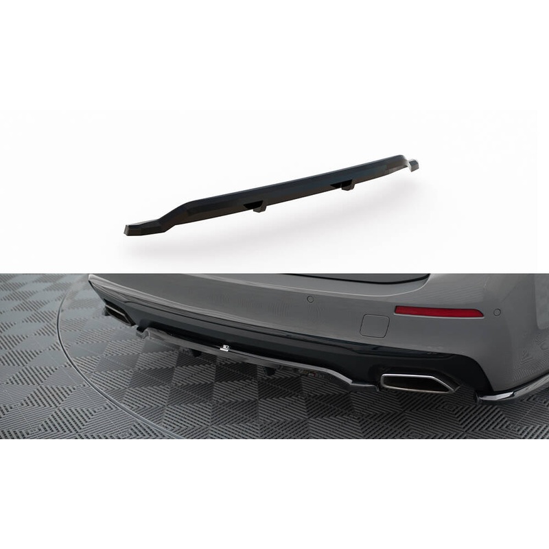 CENTRAL REAR SPLITTER (WITH VERTICAL BARS) BMW 5 G30 / G31 FACELIFT GLOSS BLACK