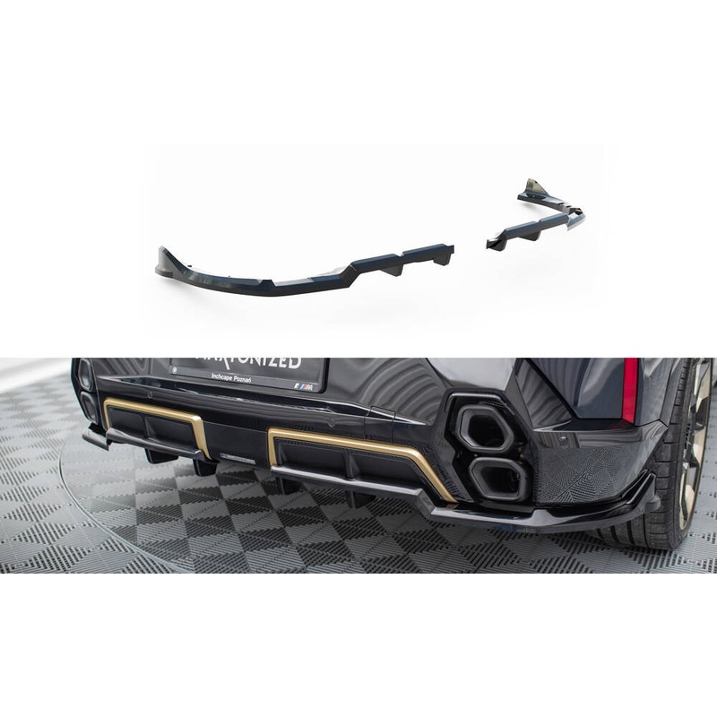 CENTRAL REAR SPLITTER (WITH VERTICAL BARS) BMW XM G09 GLOSS BLACK