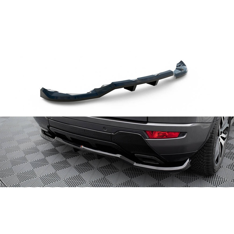 CENTRAL REAR SPLITTER (WITH VERTICAL BARS) LAND ROVER RANGE ROVER EVOQUE MK1 FACELIFT GLOSS BLACK