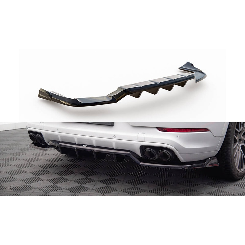 CENTRAL REAR SPLITTER (WITH VERTICAL BARS) PORSCHE CAYENNE COUPE MK3 GLOSS BLACK