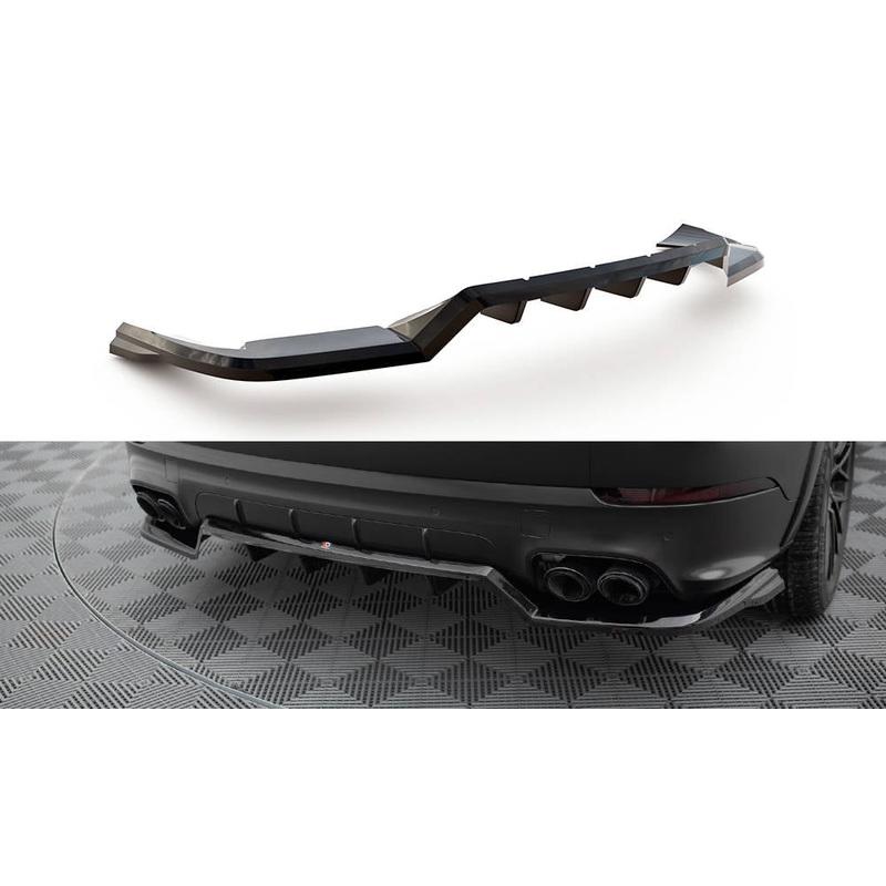 CENTRAL REAR SPLITTER (WITH VERTICAL BARS) PORSCHE CAYENNE SPORT DESIGN MK3 GLOSS BLACK