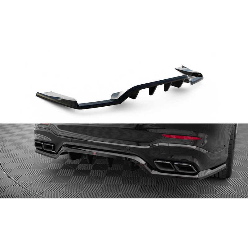 CENTRAL REAR SPLITTER (WITH VERTICAL BARS) V.1 MERCEDES-AMG GLC 63 SUV X253 GLOSS BLACK