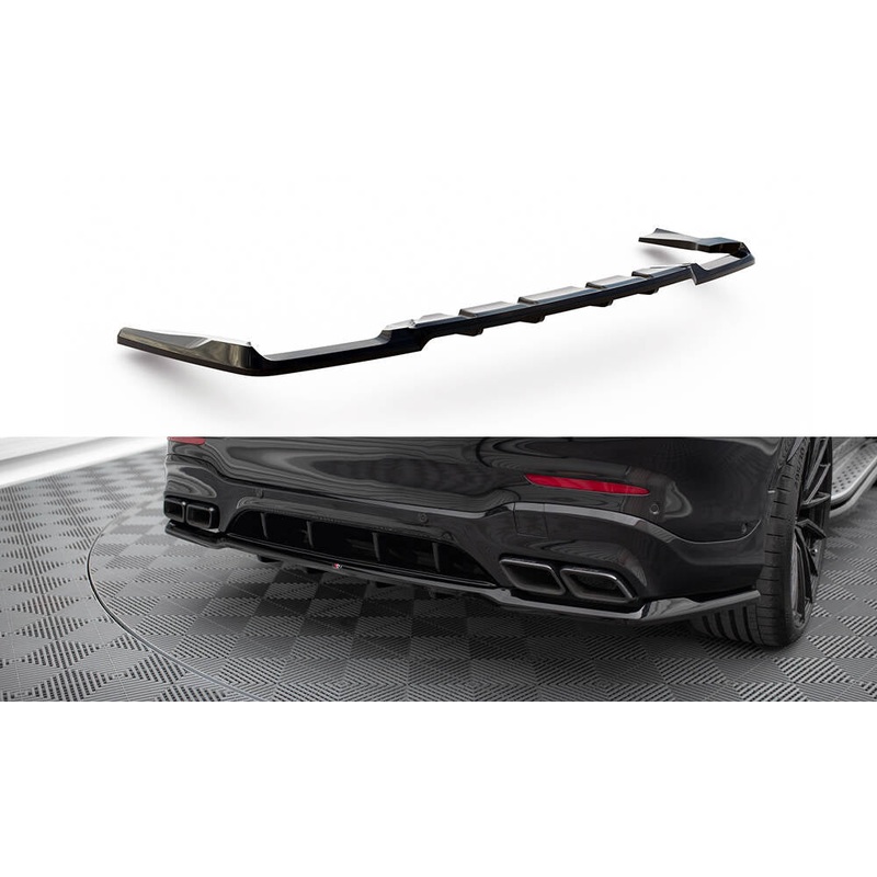 CENTRAL REAR SPLITTER (WITH VERTICAL BARS) V.2 MERCEDES-AMG GLC 63 SUV X253 GLOSS BLACK