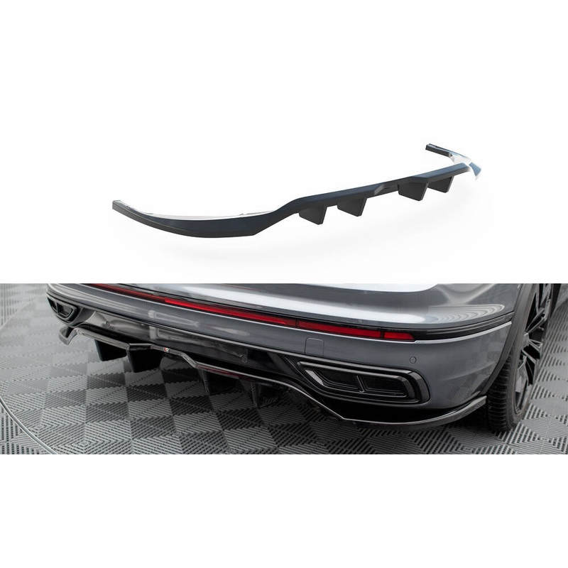 CENTRAL REAR SPLITTER (WITH VERTICAL BARS) VOLKSWAGEN TIGUAN ALLSPACE (LWB) R-LINE MK2 FACELIFT GLOSS BLACK