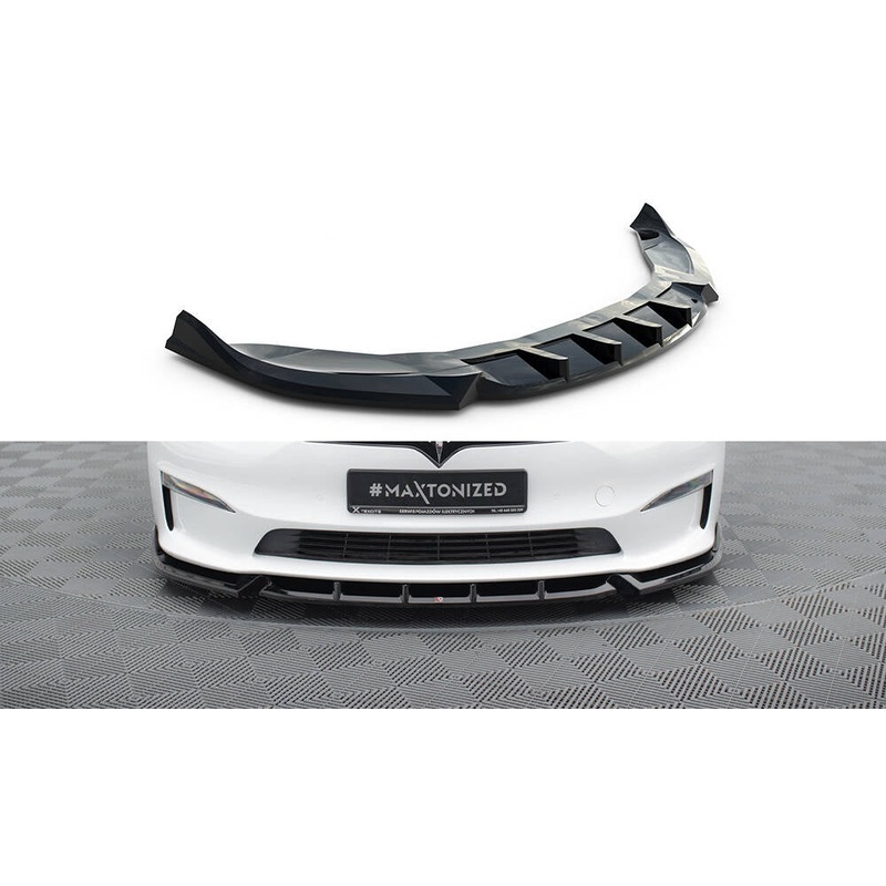 FRONT SPLITTER V.1 TESLA MODEL S PLAID MK1 FACELIFT GLOSS BLACK