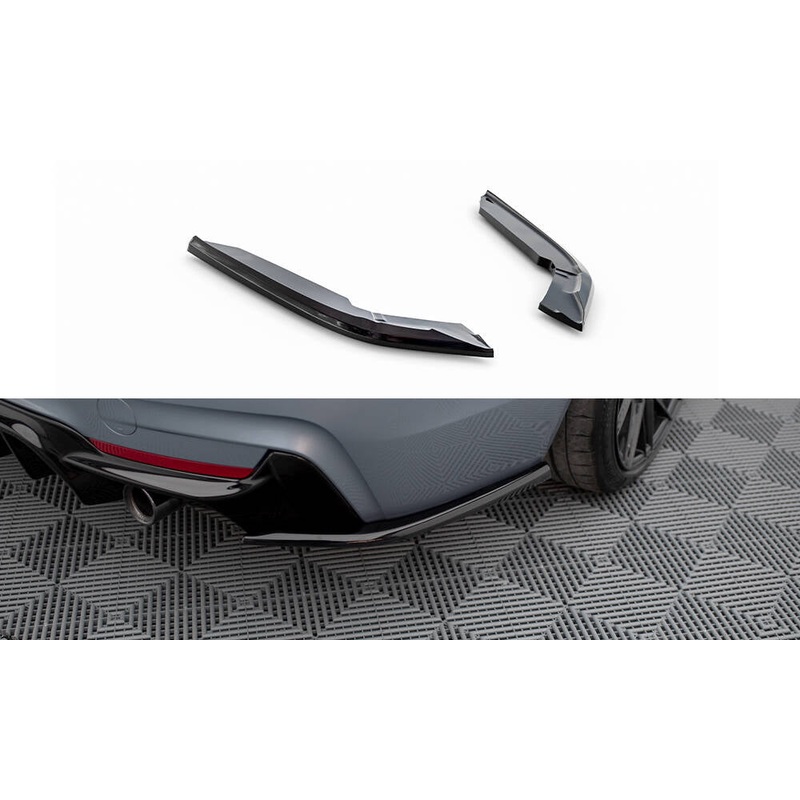 REAR SIDE SPLITTERS V.4 BMW 4 COUPE M-PACK F32 (set for Maxton valance) GLOSS BLACK