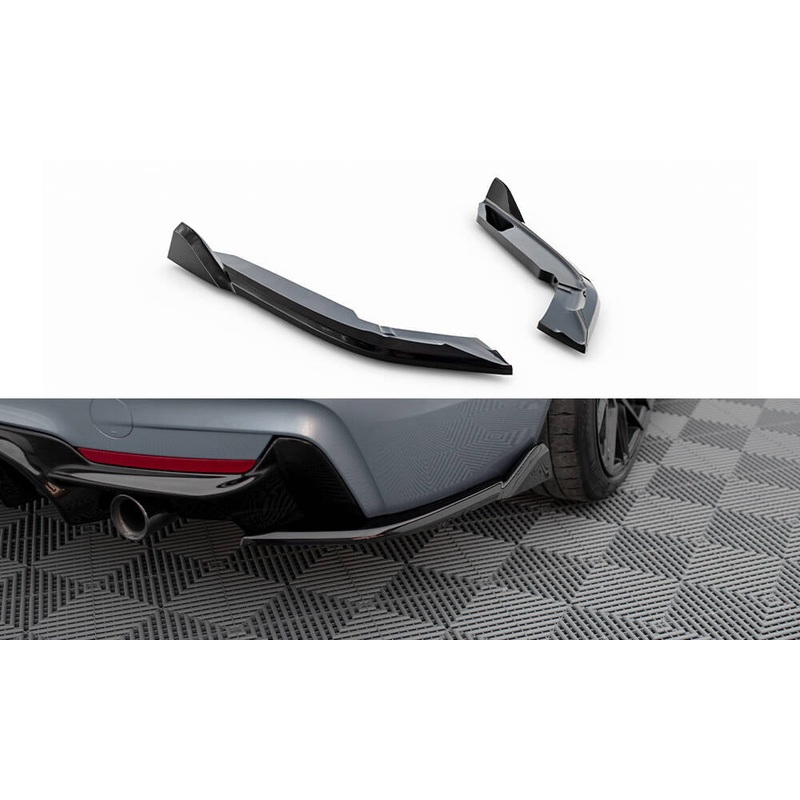 REAR SIDE SPLITTERS V.5 BMW 4 COUPE M-PACK F32 (set for Maxton valance) GLOSS BLACK