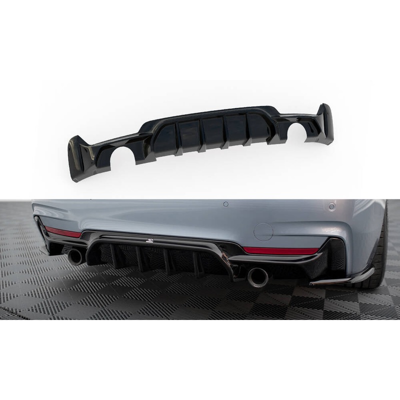 REAR VALANCE BMW 4 COUPE / GRAN COUPE / CABRIO M-PACK F32 / F36 (VERSION WITH EXHAUST ON BOTH SIDES) GLOSS BLACK