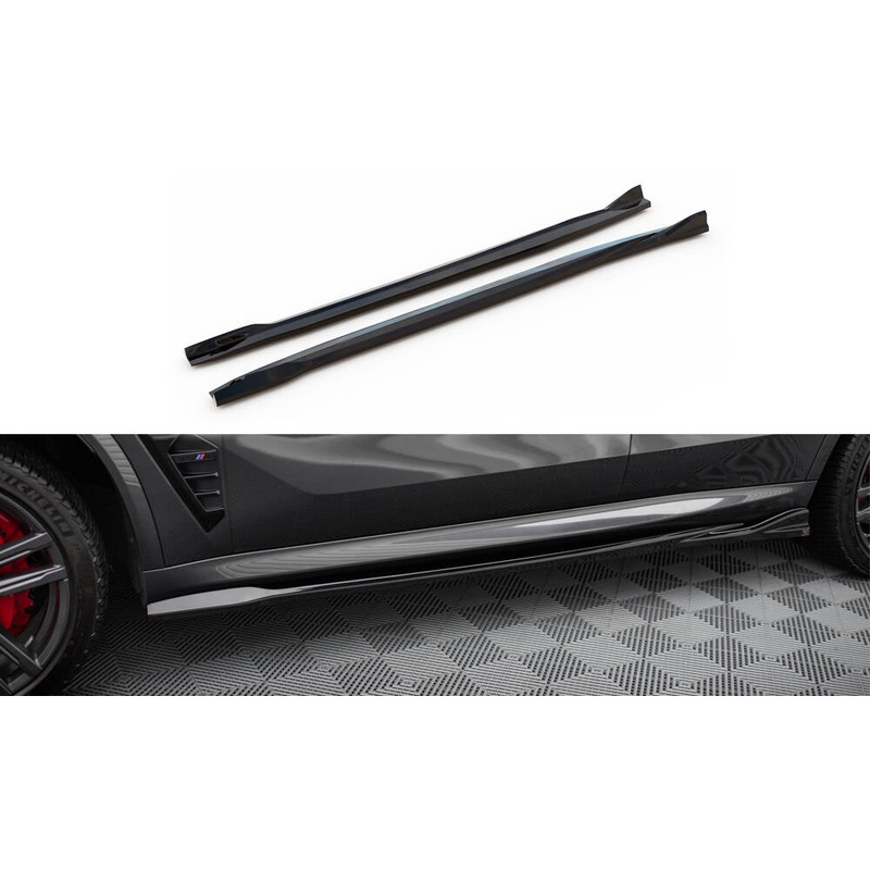 SIDE SKIRTS DIFFUSERS BMW X5 M F95 FACELIFT GLOSS BLACK
