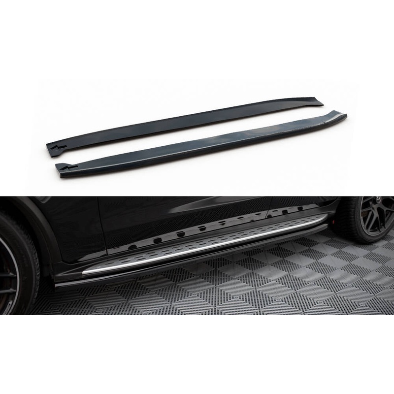 SIDE SKIRTS DIFFUSERS MERCEDES-AMG GLC 63 SUV / COUPE X253 / C253 GLOSS BLACK