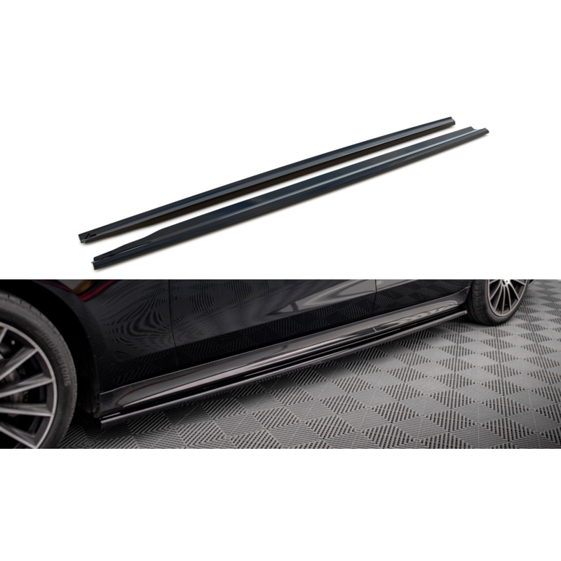 SIDE SKIRTS DIFFUSERS MERCEDES-BENZ S LONG AMG-LINE V223 GLOSS BLACK