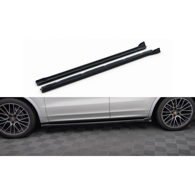 SIDE SKIRTS DIFFUSERS PORSCHE CAYENNE COUPE MK3 GLOSS BLACK