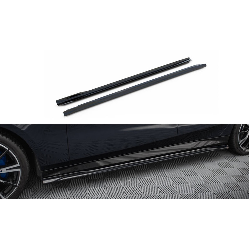 SIDE SKIRTS DIFFUSERS V.1 BMW 5 M-PACK G60 GLOSS BLACK