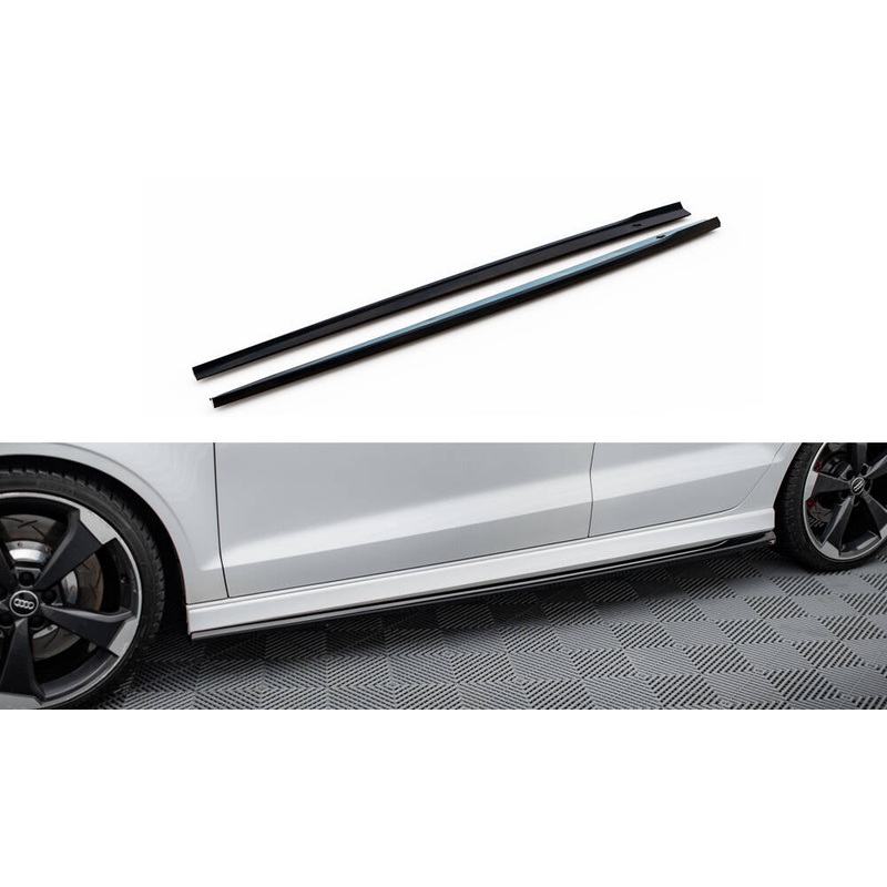 SIDE SKIRTS DIFFUSERS V.2 AUDI RS3 SEDAN 8V FACELIFT GLOSS BLACK