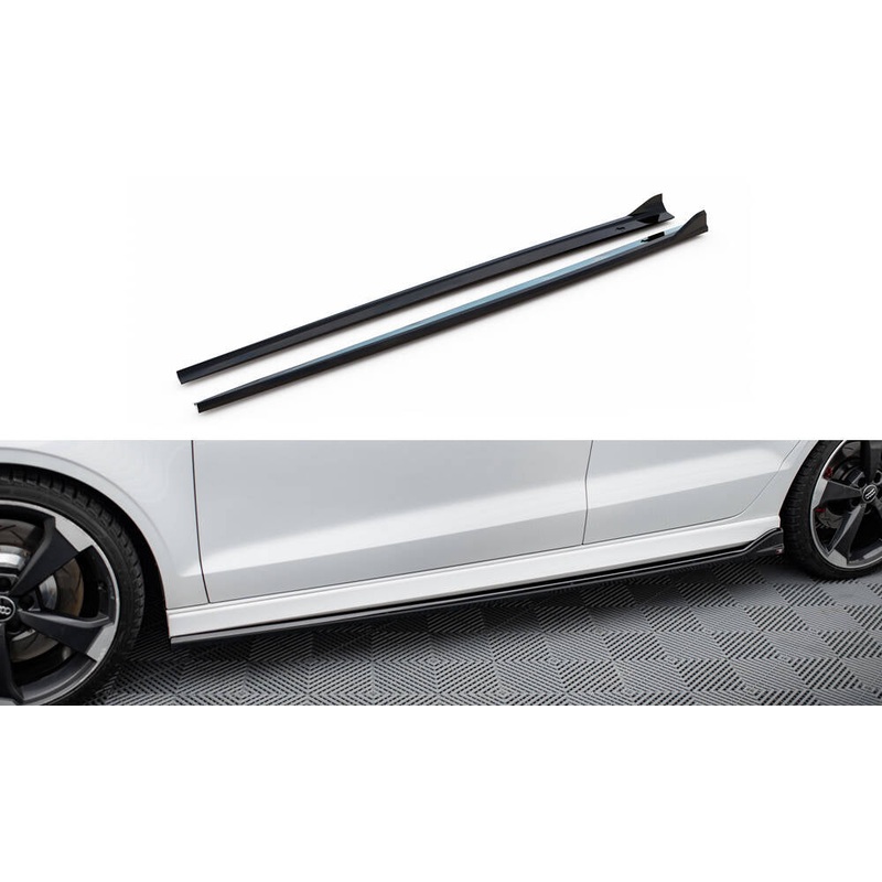 SIDE SKIRTS DIFFUSERS V.3 AUDI RS3 SEDAN 8V FACELIFT GLOSS BLACK