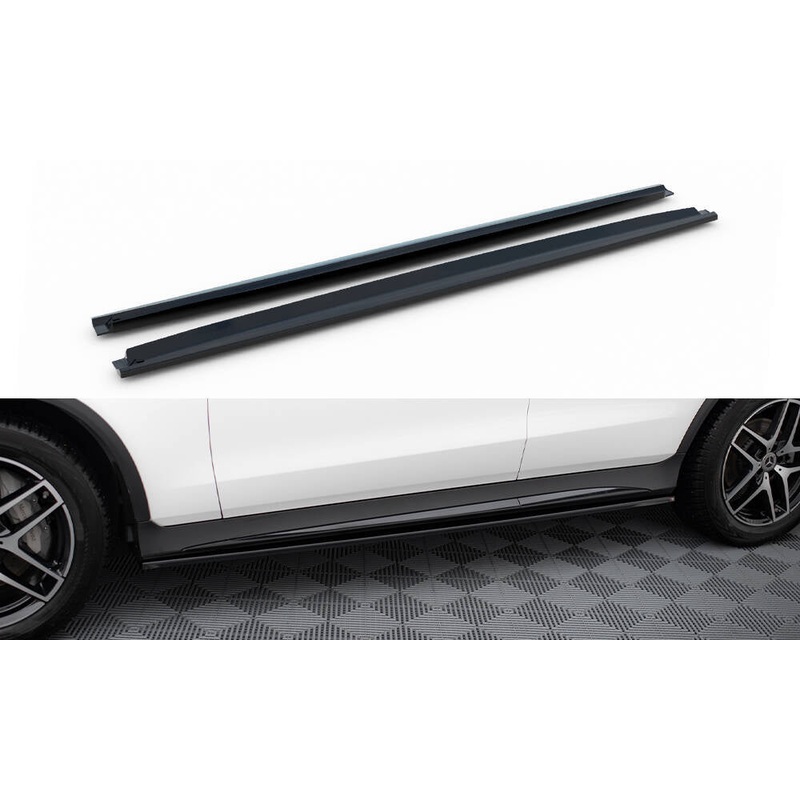 SIDE SKIRTS DIFFUSERS V.3 MERCEDES-BENZ GLC COUPE AMG-LINE C253 GLOSS BLACK