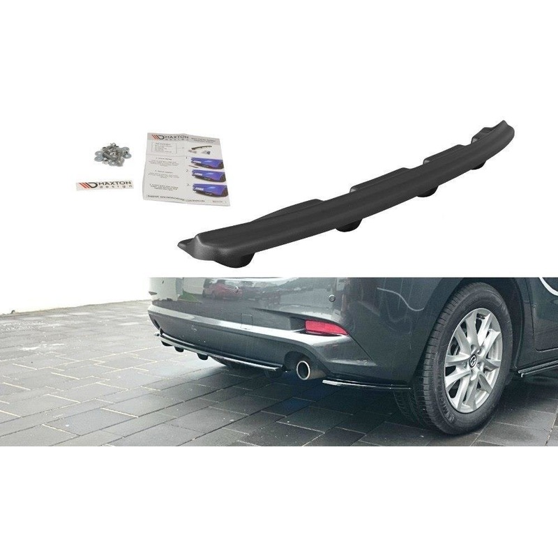 CENTRAL REAR SPLITTER MAZDA 3 BN (MK3) FACELIFT (WITH VERTICAL BARS) GLOSS BLACK