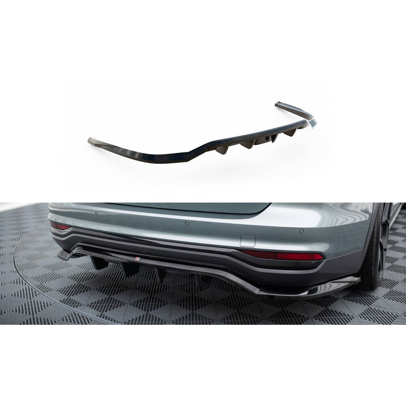 CENTRAL REAR SPLITTER (WITH VERTICAL BARS) AUDI A6 ALLROAD C8 GLOSS BLACK