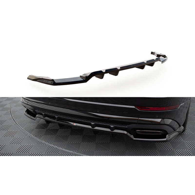 CENTRAL REAR SPLITTER (WITH VERTICAL BARS) AUDI SQ8 / Q8 S-LINE MK1 FACELIFT GLOSS BLACK