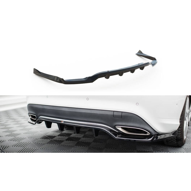 CENTRAL REAR SPLITTER (WITH VERTICAL BARS) MERCEDES-BENZ CLA C117 FACELIFT GLOSS BLACK