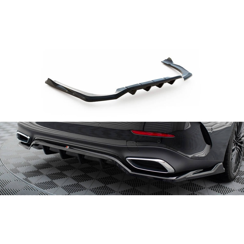 CENTRAL REAR SPLITTER (WITH VERTICAL BARS) MERCEDES-BENZ E AMG-LINE W214 GLOSS BLACK