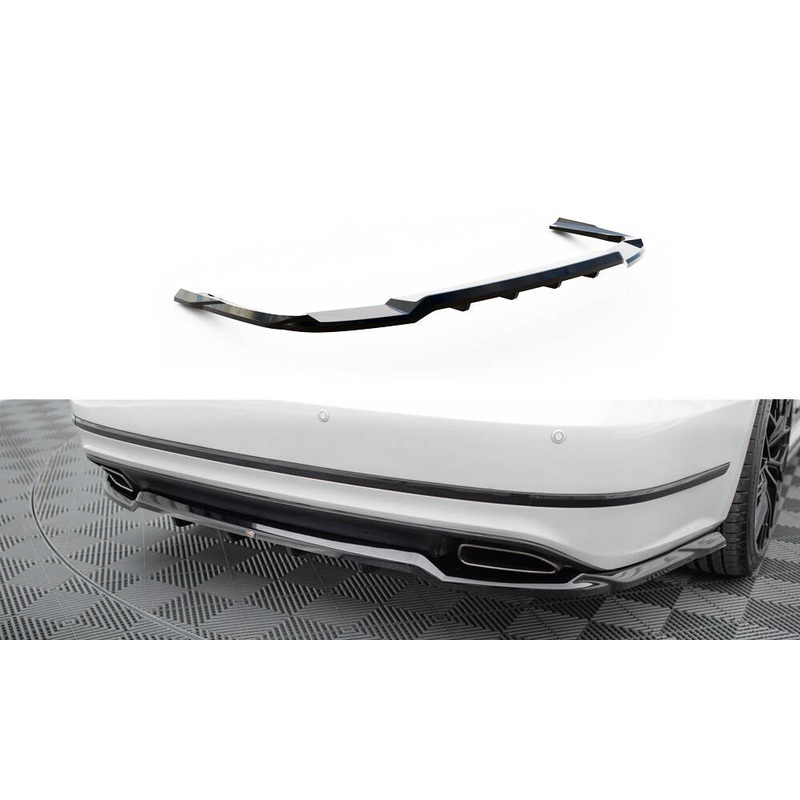 CENTRAL REAR SPLITTER (WITH VERTICAL BARS) VOLKSWAGEN PASSAT GT B8 FACELIFT USA GLOSS BLACK