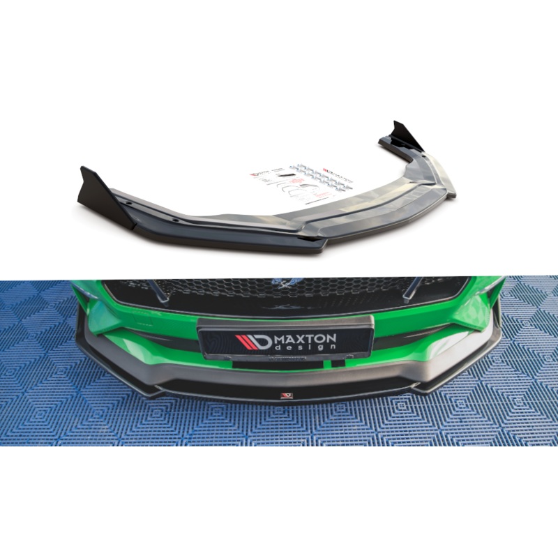 FRONT SPLITTER V.2 + FLAPS FORD MUSTANG GT MK6 FACELIFT GLOSS BLACK
