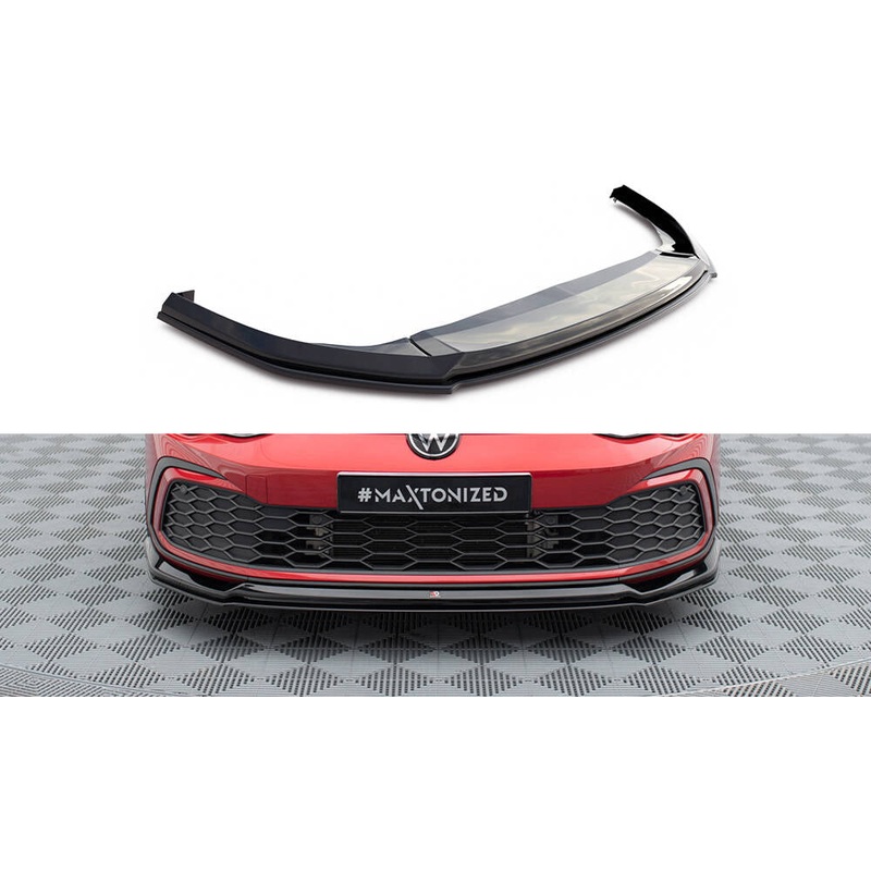 FRONT SPLITTER V.6 VOLKSWAGEN GOLF GTI / GTE / R-LINE MK8 GLOSS BLACK